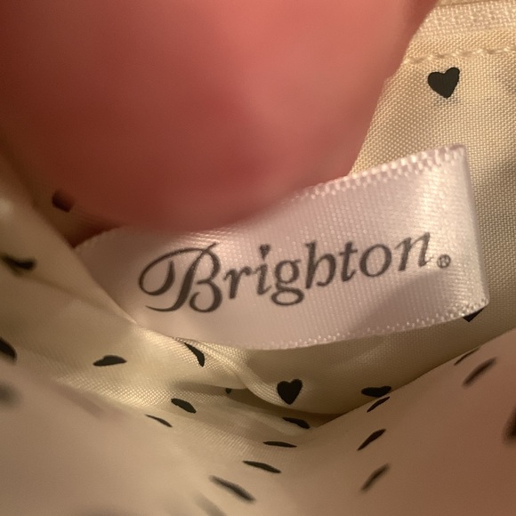 NWT Brighton decorated light tan canvas/black genuine leather strap crossbody - Picture 7 of 9